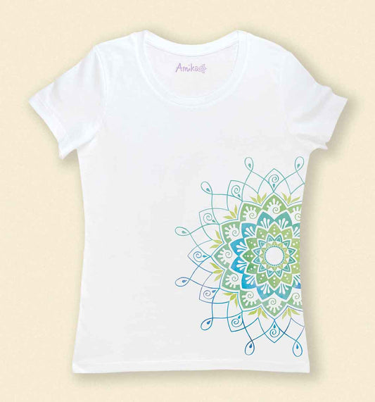 T-shirt mandala cotone bio - Arabesque Blue